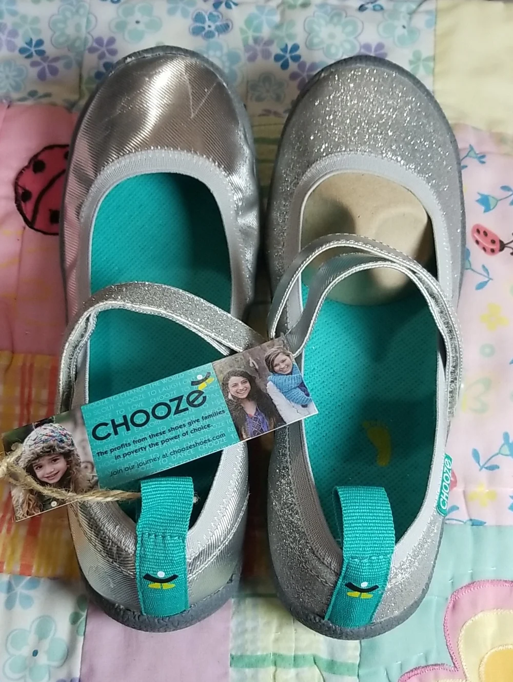Chooze Silver Glitter Mary Jane Shoes Size 6 NWT But Imperfect Please See Photos